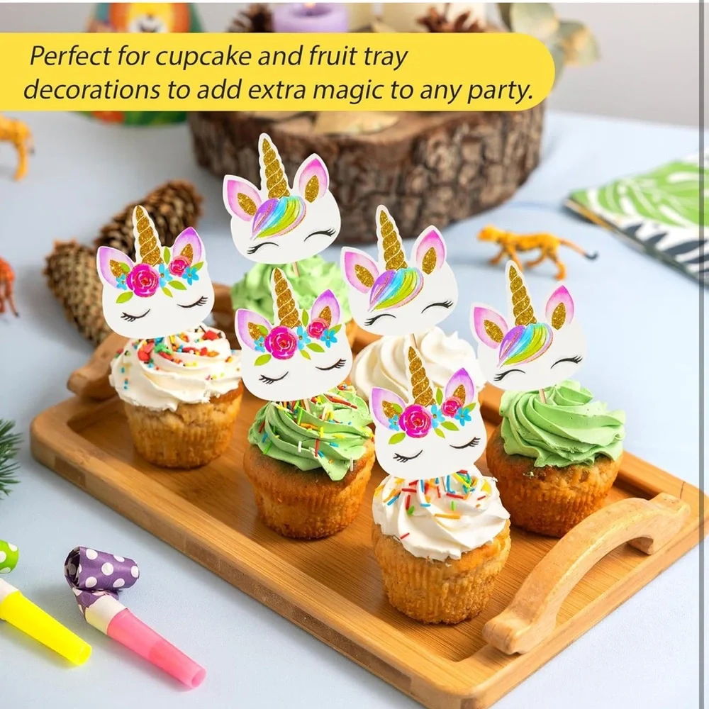 48 Unicorn Cupcake Toppers